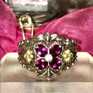 BARBARA BIXBY RHODOLITE GARNET FLOWER RING